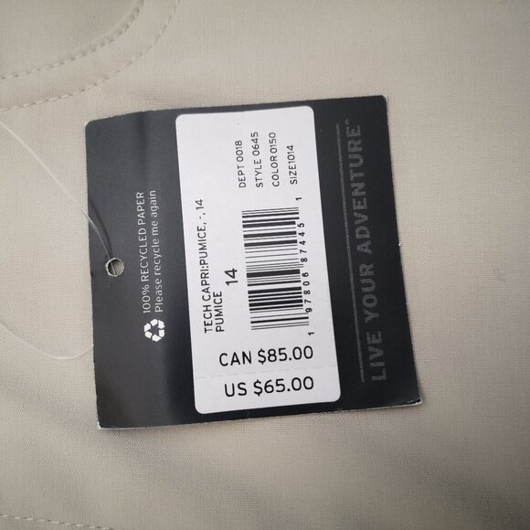 NWT Eddie Bauer Stretch Ladies Size 14 Beige UPF50 Sun Protection Capri Pants - Picture 5 of 14